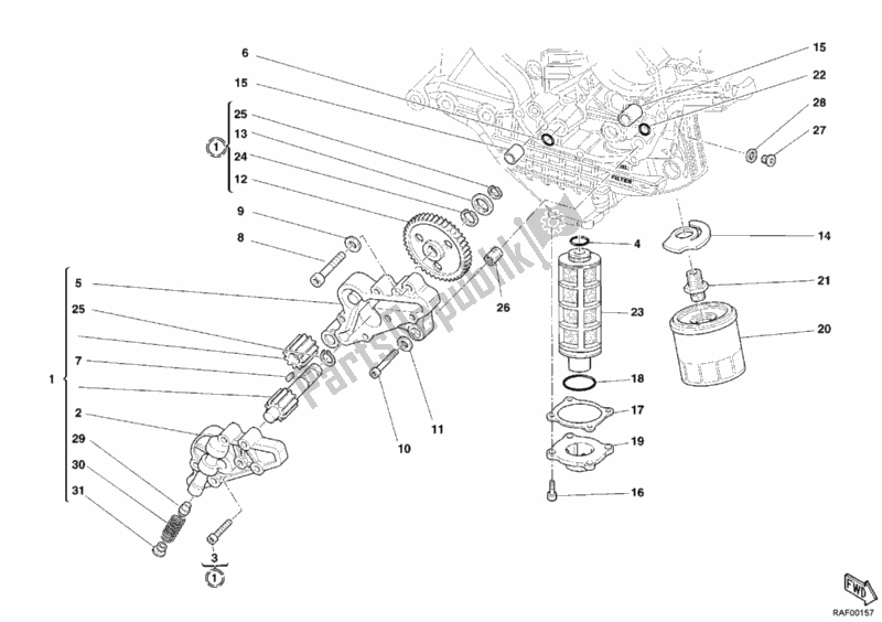 Alle onderdelen voor de Oliepomp - Filter van de Ducati Superbike 999 S USA 2005